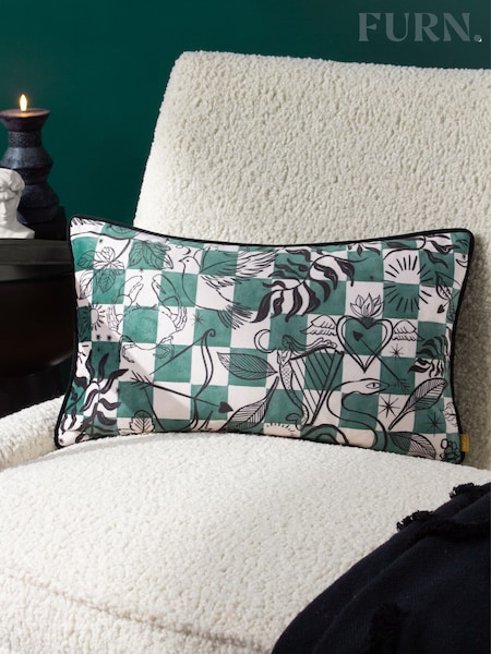 Furn Mythos Velvet Piped Polyester Filled Cushion (Q83846) | ‏111 د.إ.‏
