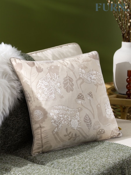 Furn Grey Nook Velvet Piped Polyester Filled Cushion (Q83871) | €34