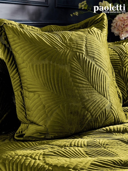 Paoletti Palmeria Quilted Velvet Feather Filled Cushion (Q83878) | R$ 335