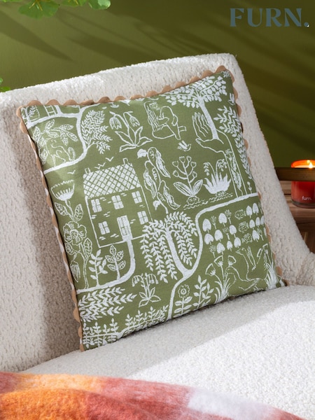 Furn Green Frida Jacquard Feather Filled Cushion (Q83895) | €29