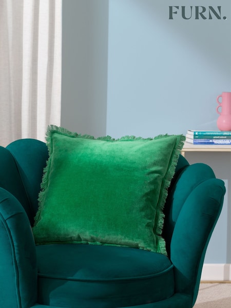 Furn 45 x 45cm Gracie 100% Cotton Velvet Fringed Polyester Filled Cushion (Q83925) | ‏89 ر.ق.