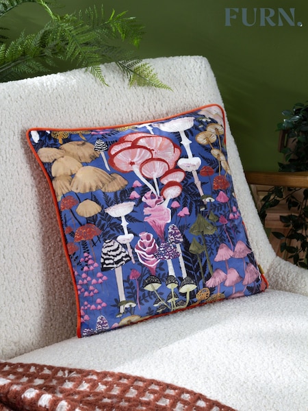 Furn Amanita Velvet Piped Feather Filled Cushion (Q84033) | ‏151 د.إ.‏