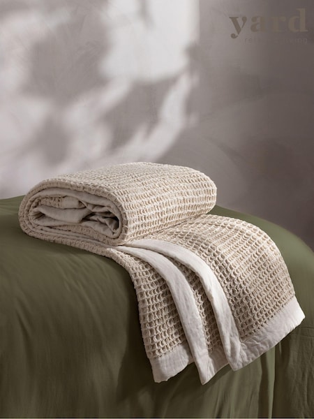 Yard Natural Canopy Waffle Textured Oversized 100% Cotton Throw (Q84088) | €100