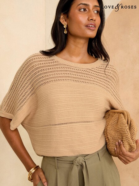 Love & Roses Batwing Textured Jumper (Q84231) | 136 LEI