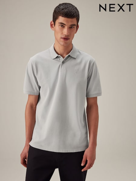 Grey Regular Fit Short Sleeve Pique Polo Shirt (Q84265) | 44 QAR