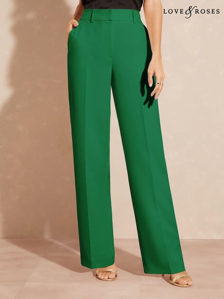 Verde - Croit Pantaloni largi cu talie înaltă Love &Roses (Q84343) | 143 LEI