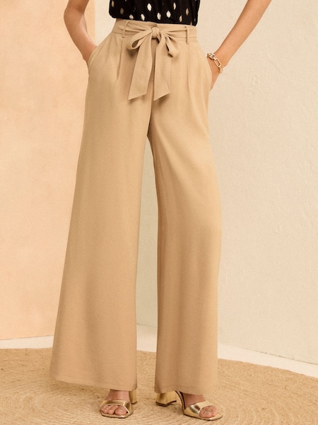 Love & Roses Tie Front Wide Leg Trousers (Q84346) | 167 LEI