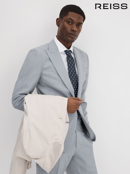 Reiss Soft Blue Dandy Slim Fit Wool Single Breasted Blazer (Q84498) | 2,411 QAR