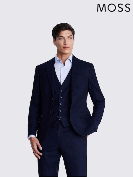Ink modra - Standardni kroj - Moss Slim Fit Check Jacket (Q84654) | € 137