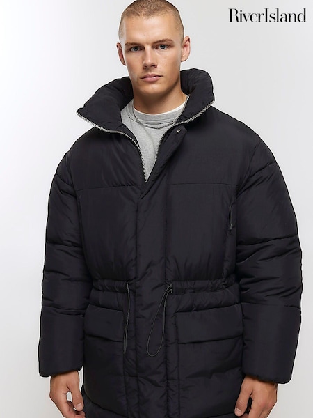 River Island Black Longline Puffer Parka (Q84782) | €63