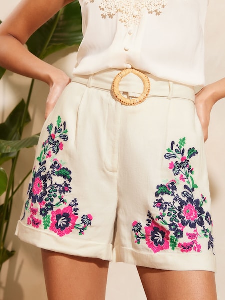 Floral - V&A | Love & Roses Embroidered Cu centură/curea Shorts With Lenjerie de pat (Q84861) | 174 LEI