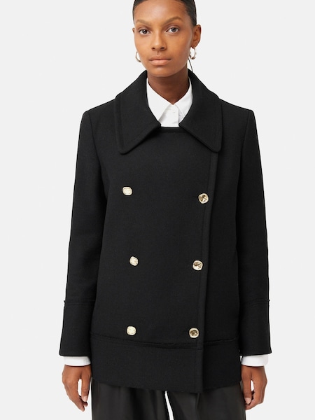 Jigsaw Wool Twill Longline Black Peacoat (Q85128) | €172