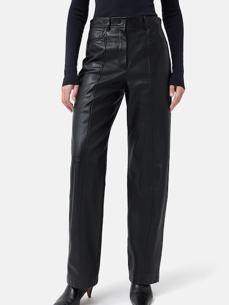 Jigsaw Leather Wide Leg Black Trousers (Q85161) | €185