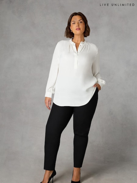 Live Unlimited White Curve Satin Gathered Neck Blouse (Q85217) | €37