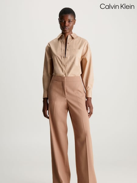 Calvin Klein Brown Relaxed 100% Cotton Shirt (Q85562) | AED437