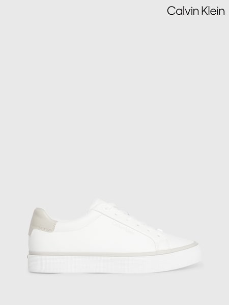 Calvin Klein White Vulcanised Diamond Trainers (Q85627) | €156