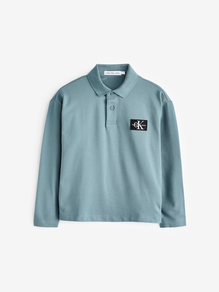 Calvin Klein Jeans Blue Pique Long Sleeve Polo Shirt (Q85630) | €26
