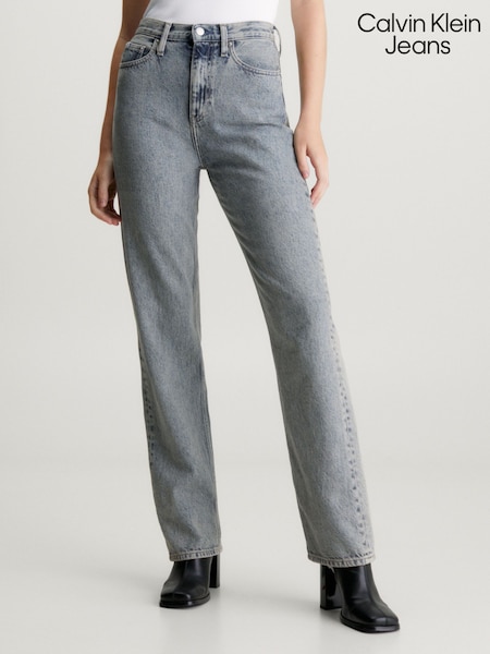 Calvin Klein Jeans Grey High Rise Straight 100% Cotton Jeans (Q85638) | €64