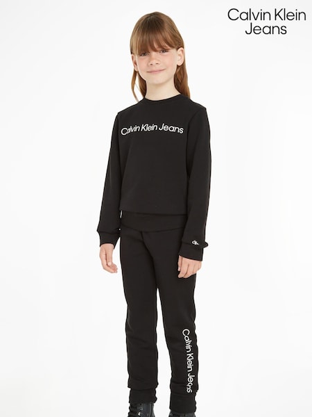 Calvin Klein Jeans Kids Logo 100% Cotton Black Sweat Set (Q85665) | €51