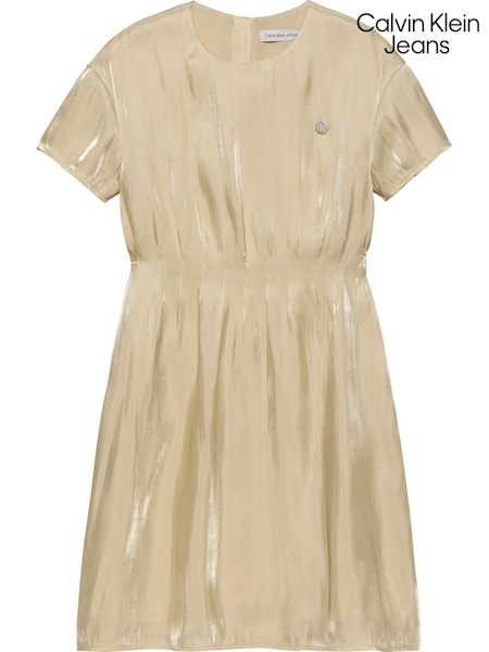 Calvin Klein Jeans Gold Festive Metallic Pleated Dress (Q85710) | €69