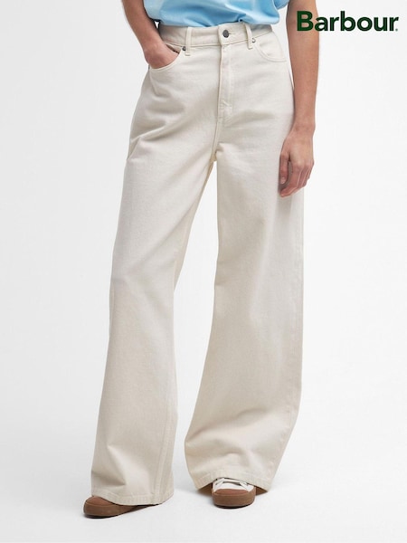 Barbour® Ecru White Maisie Wide Leg 100% Cotton Jeans (Q85740) | €57