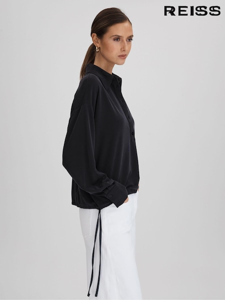 Reiss Navy Nadia Drawstring Rugby Shirt (Q85741) | R$ 1.165