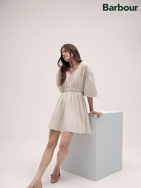 Barbour® Beige Ella Stripe Cotton Linen Blend Dress (Q85755) | €60