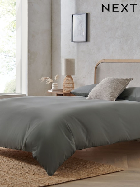 Grey Pure 100% Cotton 144 Thread Count Duvet Cover and Pillowcase Set (Q85785) | €18 - €39