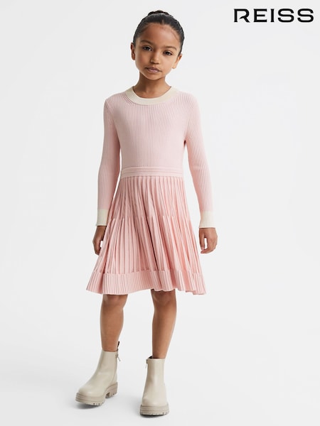 Reiss Pink Teagan 4-9 yrs Ribbed Fit-and-Flare Dress (Q85794) | €27