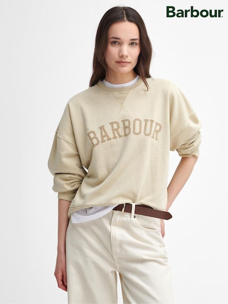 Barbour® Beige Ella Varsity 100% Cotton Sweatshirt (Q85796) | €103