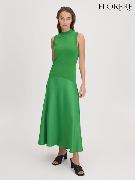 Ярко-зеленый - Florere Fit-and-Flare Midi Dress (Q85817) | €236