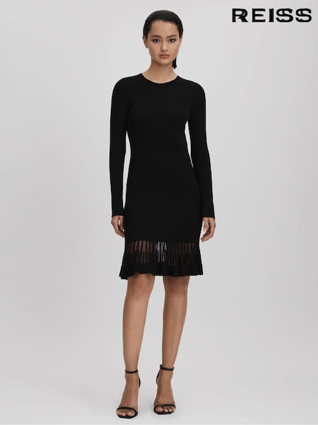 Reiss Teagan Knitted Sheer Flared Mini Dress (Q85821) | €286