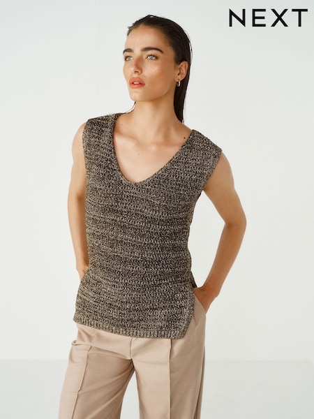 Gold Metallic Sleeveless Vest (Q85849) | €13