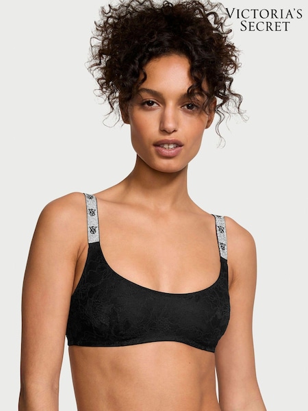 Victoria's Secret Black Lace Monogram Shine Strap Bralette (Q85862) | €33