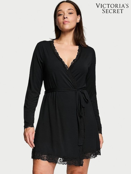 Victoria's Secret Black Modal Lace Trim Robe (Q85882) | €56