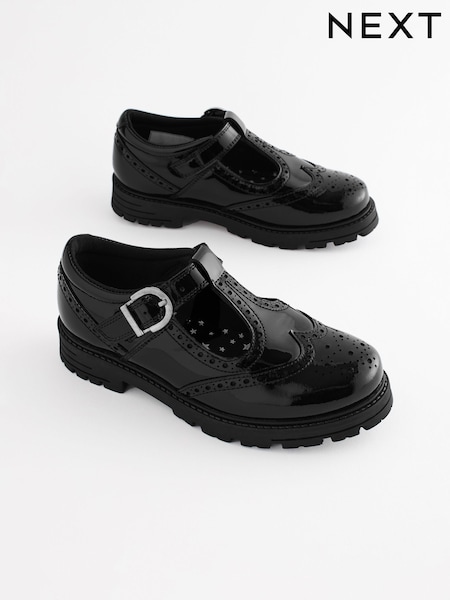Black Patent Leather T-Bar School Shoes (Q86069) | €41 - €50