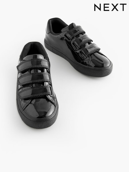 Black Patent 3V School Trainers (Q86070) | AED61 - AED88