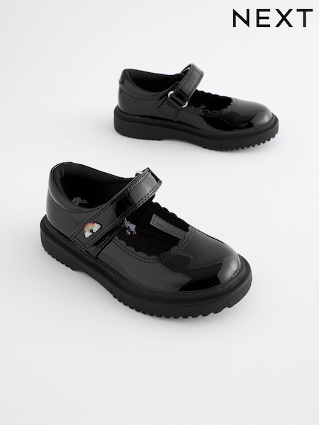 Black Patent Rainbow Chunky Mary Jane School Shoes (Q86072) | €29 - €39