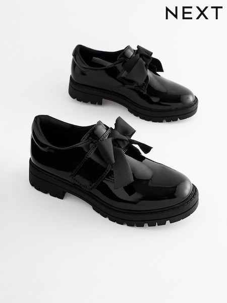 שחור לכה - Bow Monkstrap Chunky School Shoes (Q86088) | ‏105‏₪ - ‏134‏ ₪