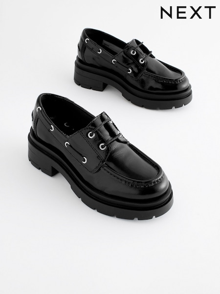 Black Leather Lace Up School Shoes (Q86107) | €32 - €39