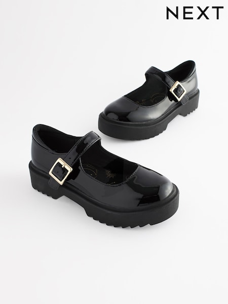 Black Patent Leather Chunky Mary Jane School Shoes (Q86137) | €37 - €44
