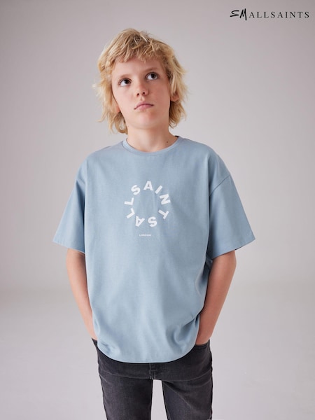 smALLSAINTS Light Blue Tierra Oversized Crew Logo 100% Cotton T-Shirt (Q86174) | €13 - €15
