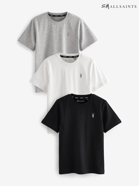 Schwarz/Grau - smALLSAINTS Boys Brace Crew 100% Cotton T-Shirts 3 Pack (Q86204) | 22 € - 25 €