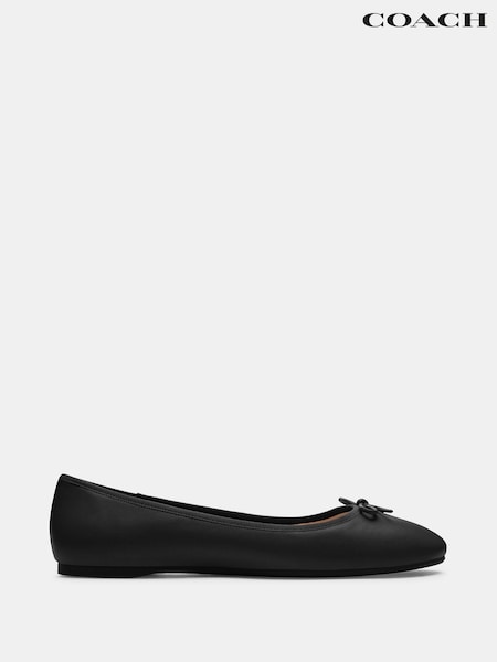 Coach Abigail Leather Ballet Black Flats Pumps (Q86212) | €236