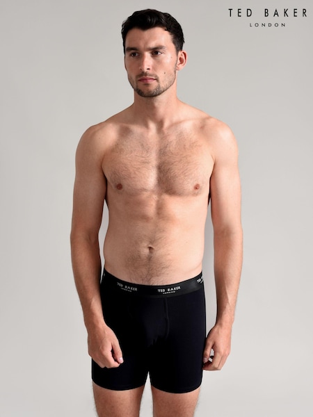 Ted Baker Black Cotton Boxer Briefs 3 Pack (Q86246) | $68