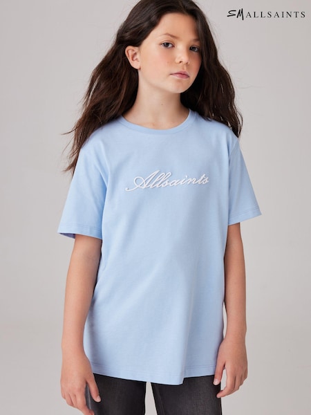 Albastru deschis - Tricou smALLSAINTS pentru Fete, grafic, larg, cu Guler rotund, 100% bumbac (Q86248) | 78 LEI - 93 LEI