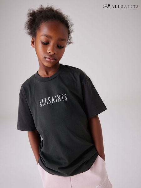 smALLSAINTS Black/Sereni Girls Graphic Oversized Crew 100% Cotton T-Shirt (Q86260) | 54 QAR - 64 QAR