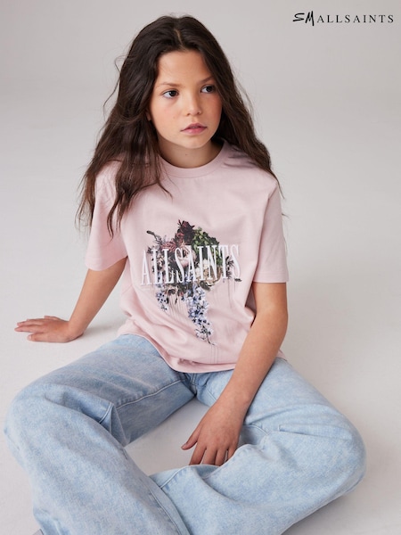 Hellrosa/Silva - smALLSAINTS Girls Graphic Oversized Crew 100% Cotton T-Shirt (Q86266) | 15 € - 18 €