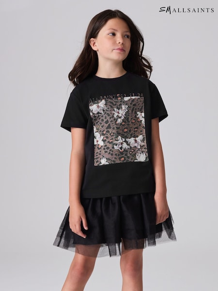 Black/Capso Rika - smALLSAINTS Girls Grace Graphic Crew 100% Cotton T-Shirt (Q86267) | ‏64 د.إ.‏ - ‏ 75‏ د.إ.