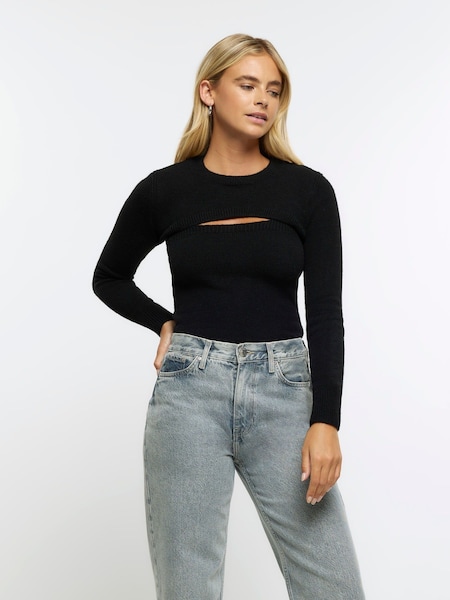 River Island Black 2 in 1 Long sleeve Cosy Jumper (Q86343) | €25